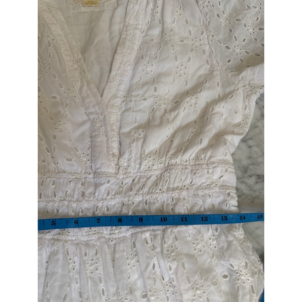 Maeve Anthropologie White Eyelet Maxi Dress V-Neck Smocked Tiered Medium - Picture 7 of 8